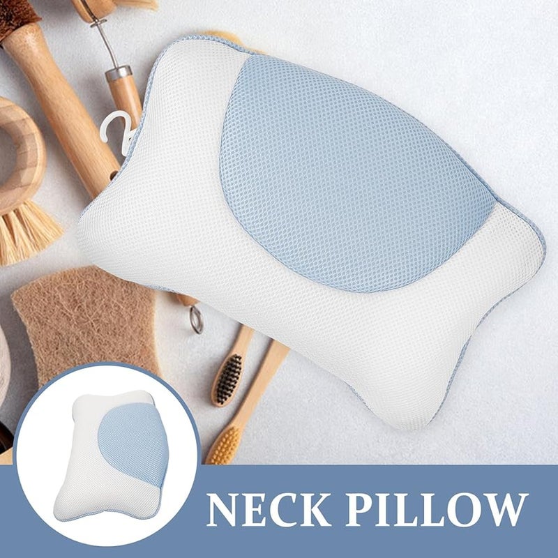 Wakauto 3D Mesh Bath Pillow with 4 Suction Cups Non Slip Washable Tub Neck Headrest - Image 3